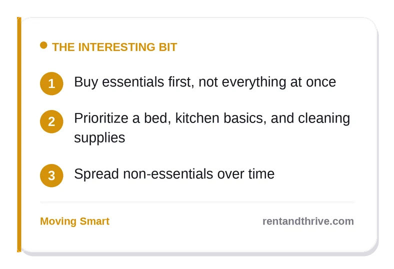 First Apartment Checklist: What You Actually Need to Buy – key takeaways